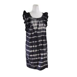 Tribal Jeans Blue Tie Dye Ruffle Sleeve Dress Size Medium